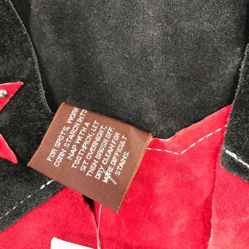 John R Craighead Kids Red Black Suede Leather Fringe Western Star Vest Medium - Picture 5 of 10